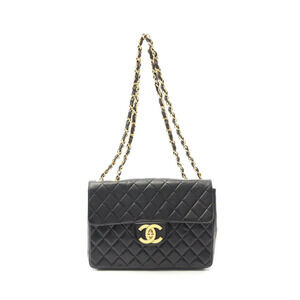 Chanel Matelasse Single Flap Shoulder Bag Lambskin Leather Black